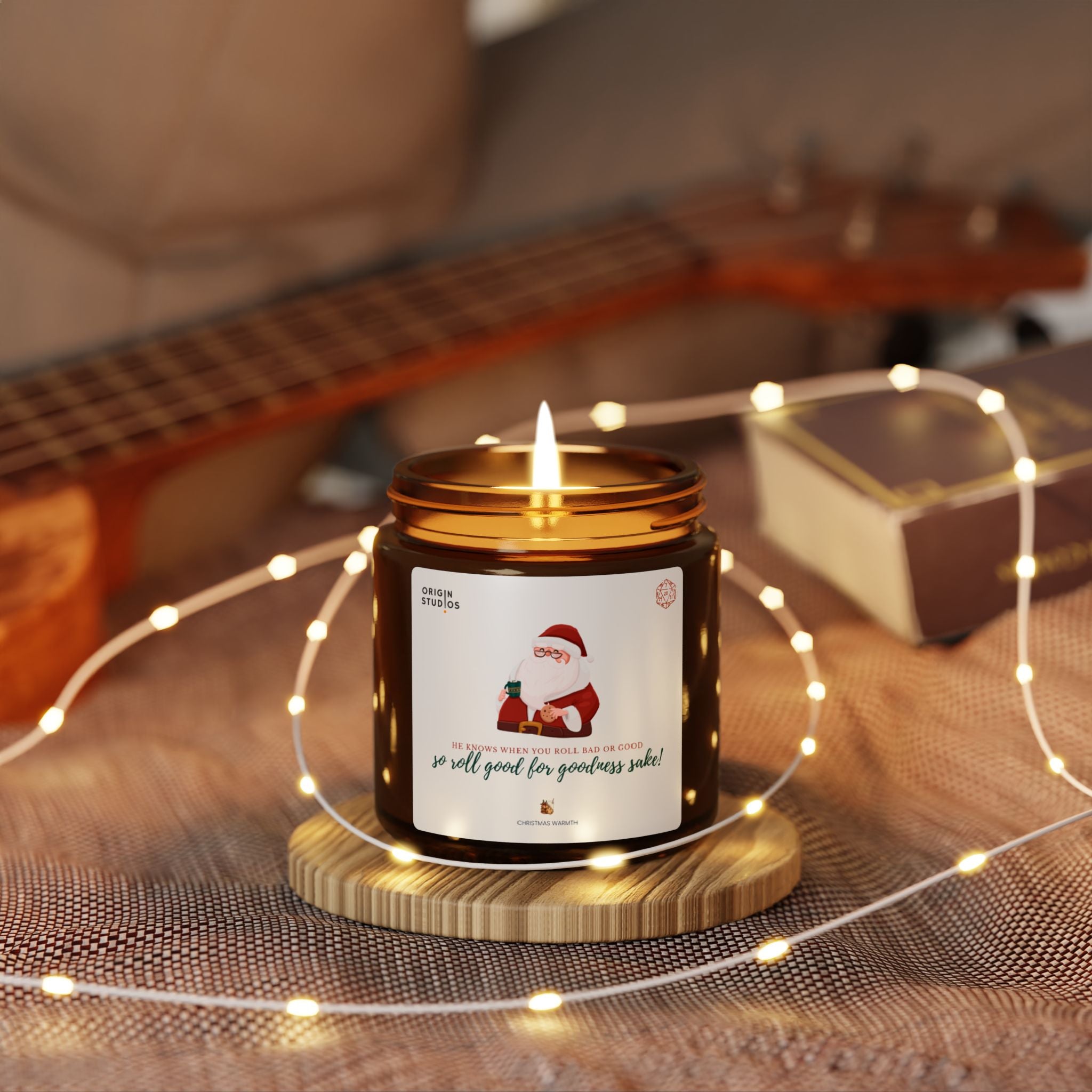 Christmas Santa Soy Candle — Amber Jar Scented Candle