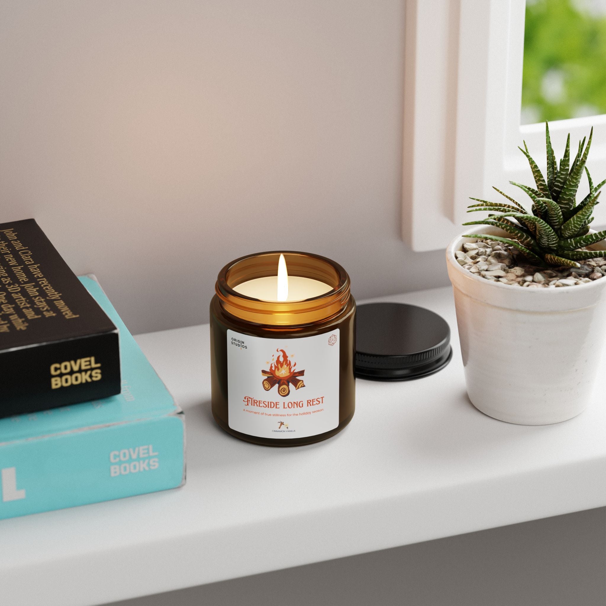 Fireside Long Rest Soy Candle — Amber Jar Scented Candle